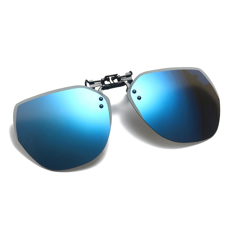 Sunglasses Polarized Clip Women Men Frameless UV400 Lightweight Color Change Lenses Polarized Flip-up Sun Glasses Eyewear: ice blue film