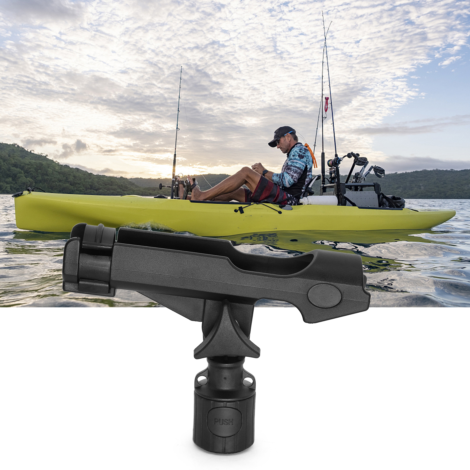 Fishing Rod Holder Adjustable Fishing Pole Holder for Most Kayak Rail Tracks Kayak Inflatable Boat Fishing Tackle Kit Accessory