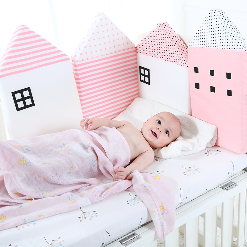 Baby Crib Bumper Voor Pasgeborenen Nordic Bed Kussen Baby Protector Voor Baby Cot Rond Kussens Room Decor Voor Meisje Jongen 4 stuks Set
