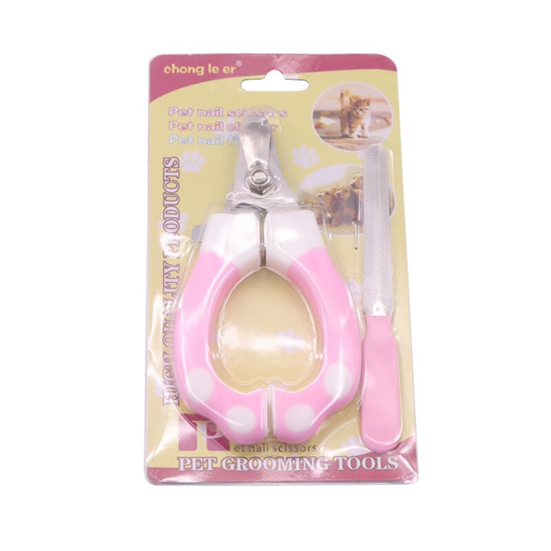 Tijeras profesionales para cortar uñas de gato y perro, cortaúñas con bloqueo, herramientas de aseo para animales: Rosa / S