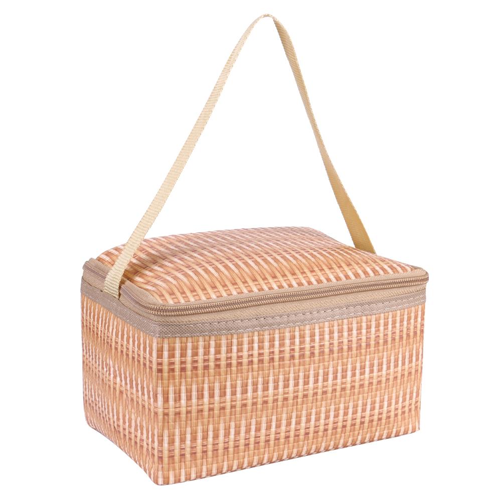 Draagbare Imitatie Rotan Lunch Bag Geïsoleerde Thermische Koeler Lunchbox Tote Opbergtas Container Voedsel Picknick Tas