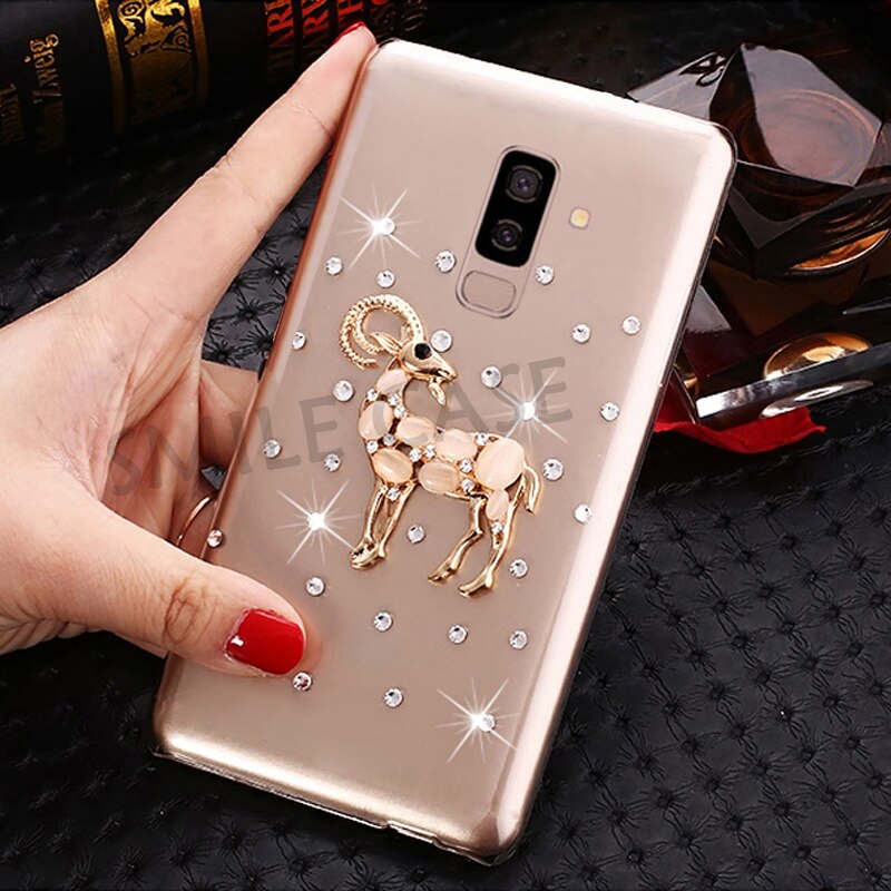 Sourire étui pour samsung galaxy J8 Funda 6.0 pouces clair en plastique strass étui pour samsung galaxy J8 couverture Capa