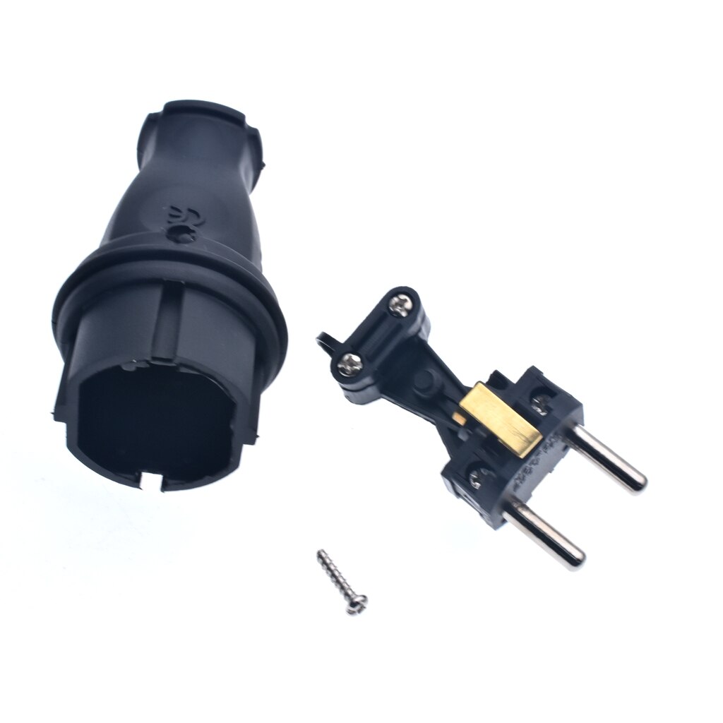 16A 250V EU Rubber Waterproof Socket Plug Electrial Grounded European Connector With Cover IP44 For DIY Power Cable Cord