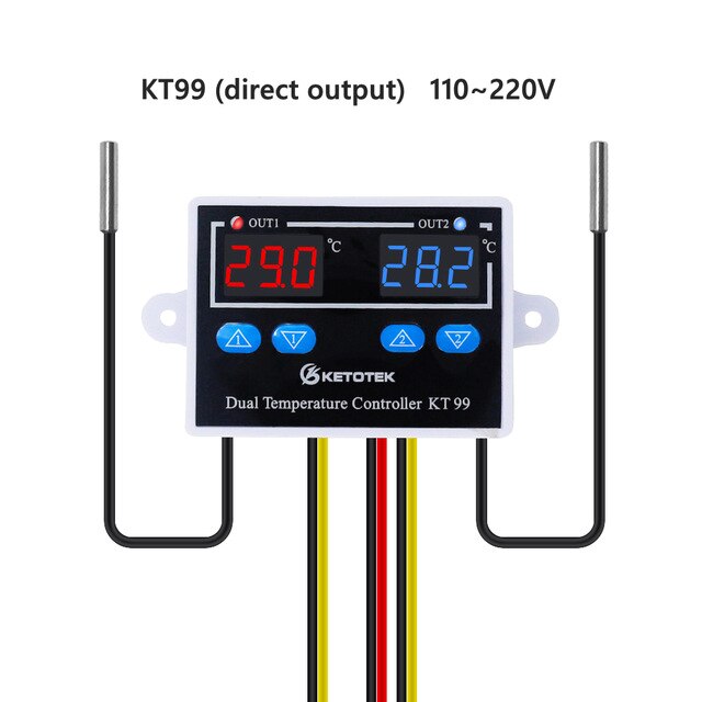 KT99 Dual Digital Thermostat Thermometer Temperature Controller -50~120C Heating Cooling 12V 24V 110V 220V: 110V220V AC