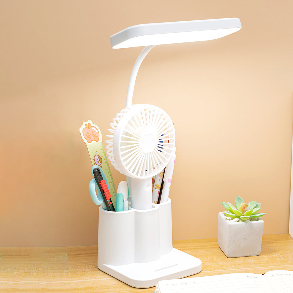 USB oplaadbare tafellamp Leren slaapzaal Slaapkamer Nachtkastje LED-nachtlampje Oogbescherming 3-niveaus dimbare Touch-bureaulamp