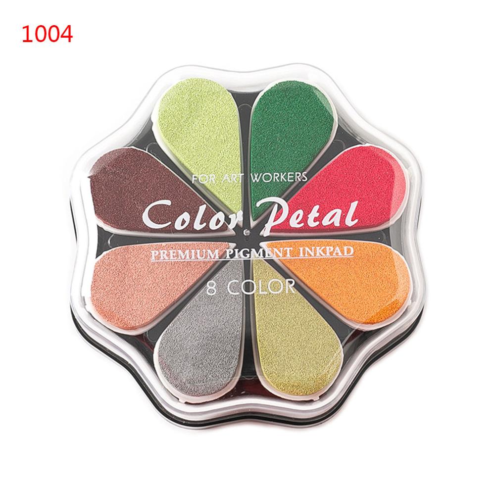 Cute 8 Colors Water Petal Ink Pad Stamp DIY Finger Painting Craft Kids Student Stationeries