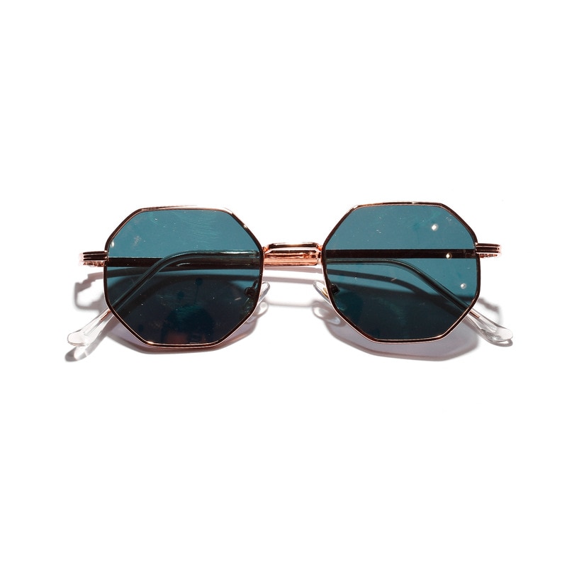 Retro polygon solbriller mænd kvinder luksus lyserød linse runde solbriller vintage lille ramme spejl farve solbriller