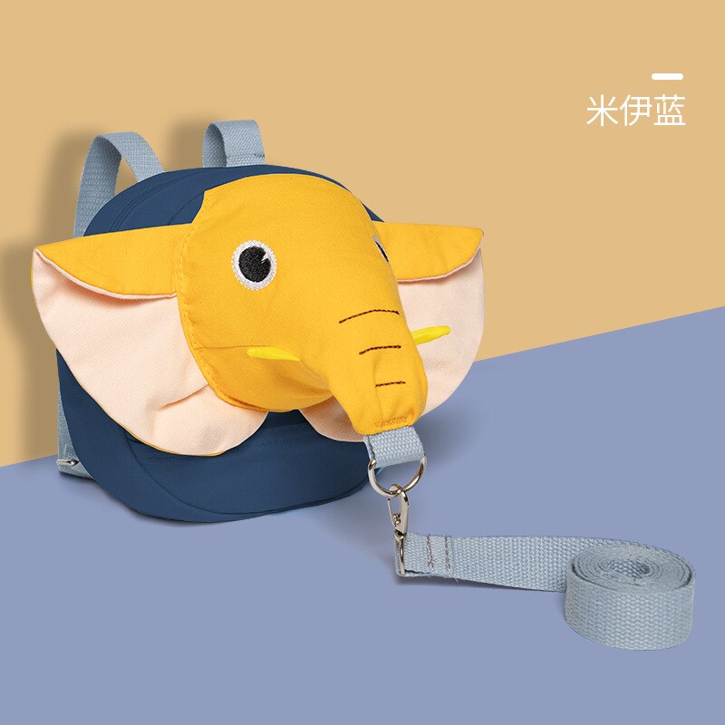 Sac à dos Anti-perte pour bébé, petit cartable à corde de Traction, sac pour enfant en bas âge avec ceinture de harnais, sacs de prévention: Dark blue elephant