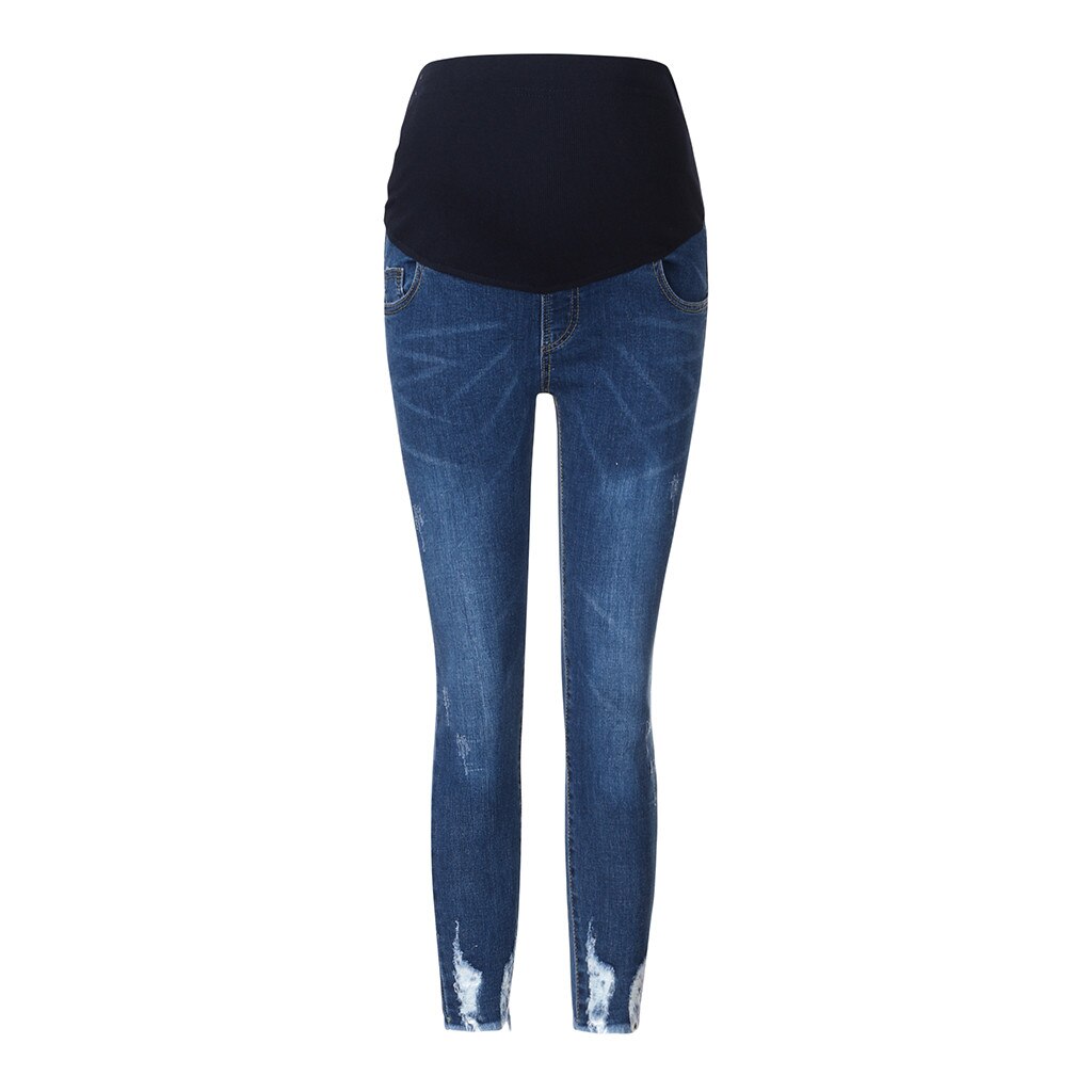 Bukser til gravide barselsbukser bukser gravid kvinde revet jeans barselsbukser ammende prop maveben  #1217: Xl