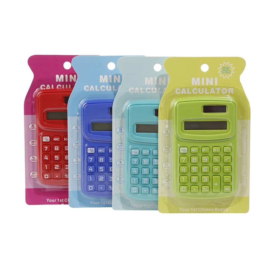 Mini Basic Calculator Battery Power 8 Digit Handheld Calculator Portable Electronic Calculator for Kids Home Students