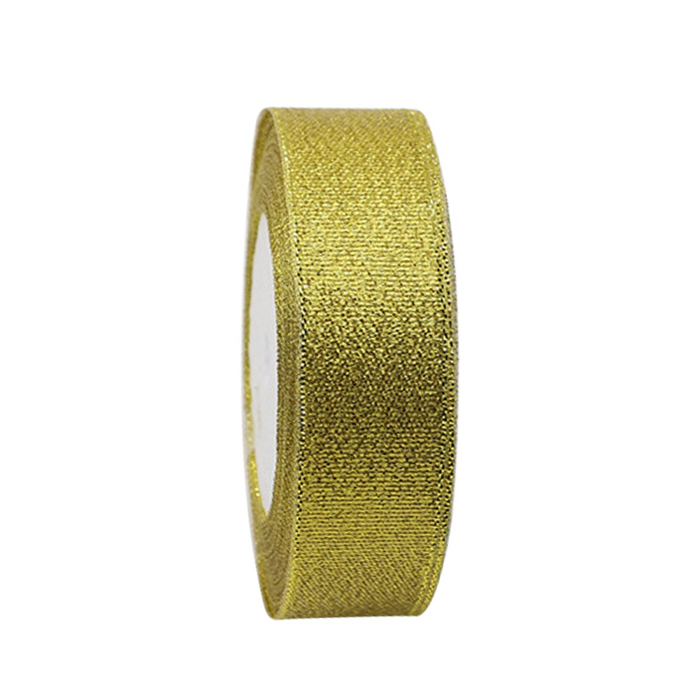 25 yards glitter silverband julband för att slå in julband för hantverk organza band till julgran: Guld-
