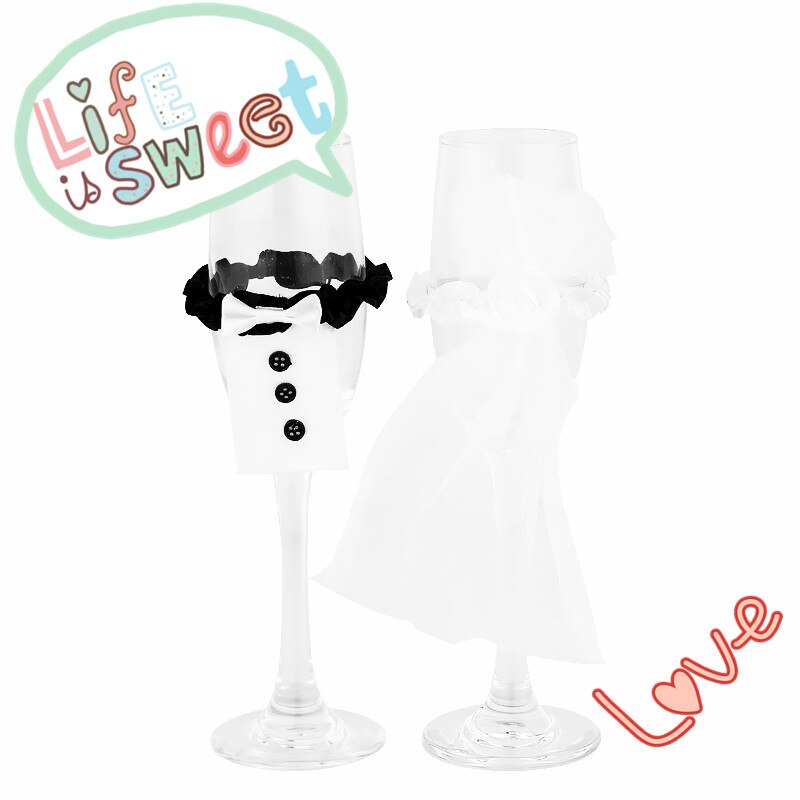 100 Pcs/50 Pairs Cup Decoratie Bruid en Bruidegom Wedding Engagement Party Tafel Cup Glas Cover Bruiloft 40% off