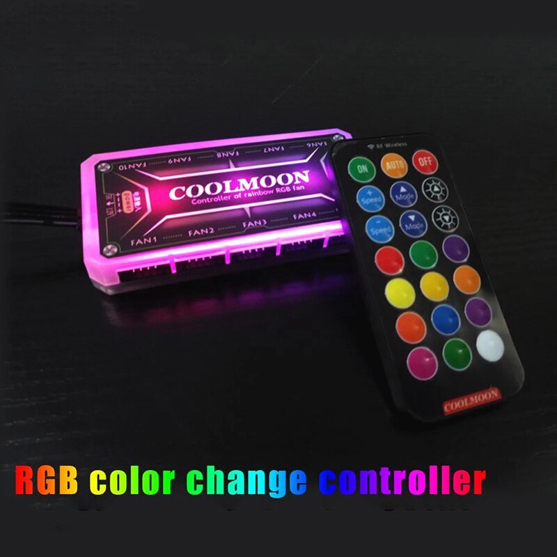 12V 5A Farbe Controller Mit 10 stücke 6pin Fan Port 2 stücke 4pin Licht Bar Port RGB Fans Fernbedienung controller Fan Hub Für COOLMOON