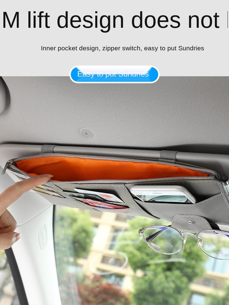 Automotive Sun Louver Storage Multifunctional inside the Car Glasses Clamp Card Buggy Bag Card Package Bill Document Bag