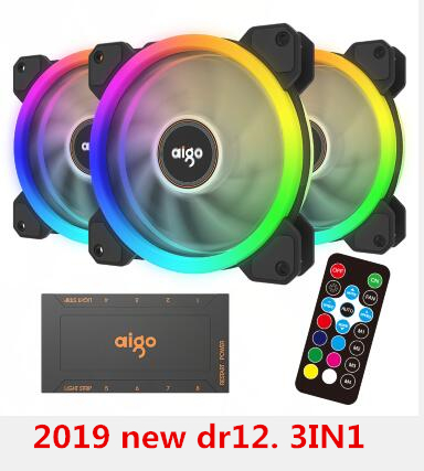 Aigo DR12 Computer Case PC Koelventilator RGB Passen LED 120mm Stille + IR Remote computer cooler Cooling RGB Case Fan: 3 FAN and IR Remote