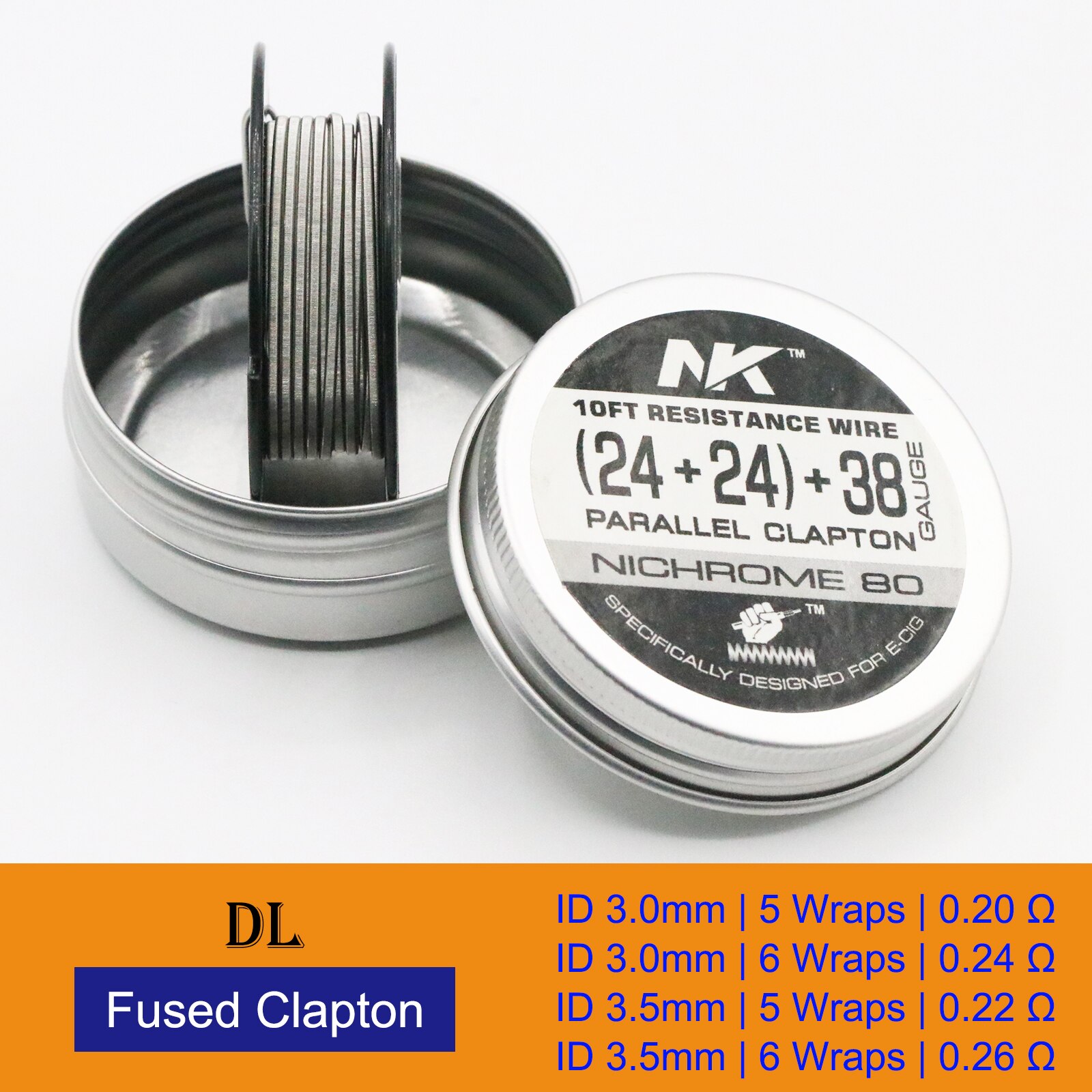 NK Ni80 filo di bobina Clapton fuso Nichrome sfalsato filo di riscaldamento alieno per Vape RDA RTA 10 piedi: 11. Ni80 24x2-38