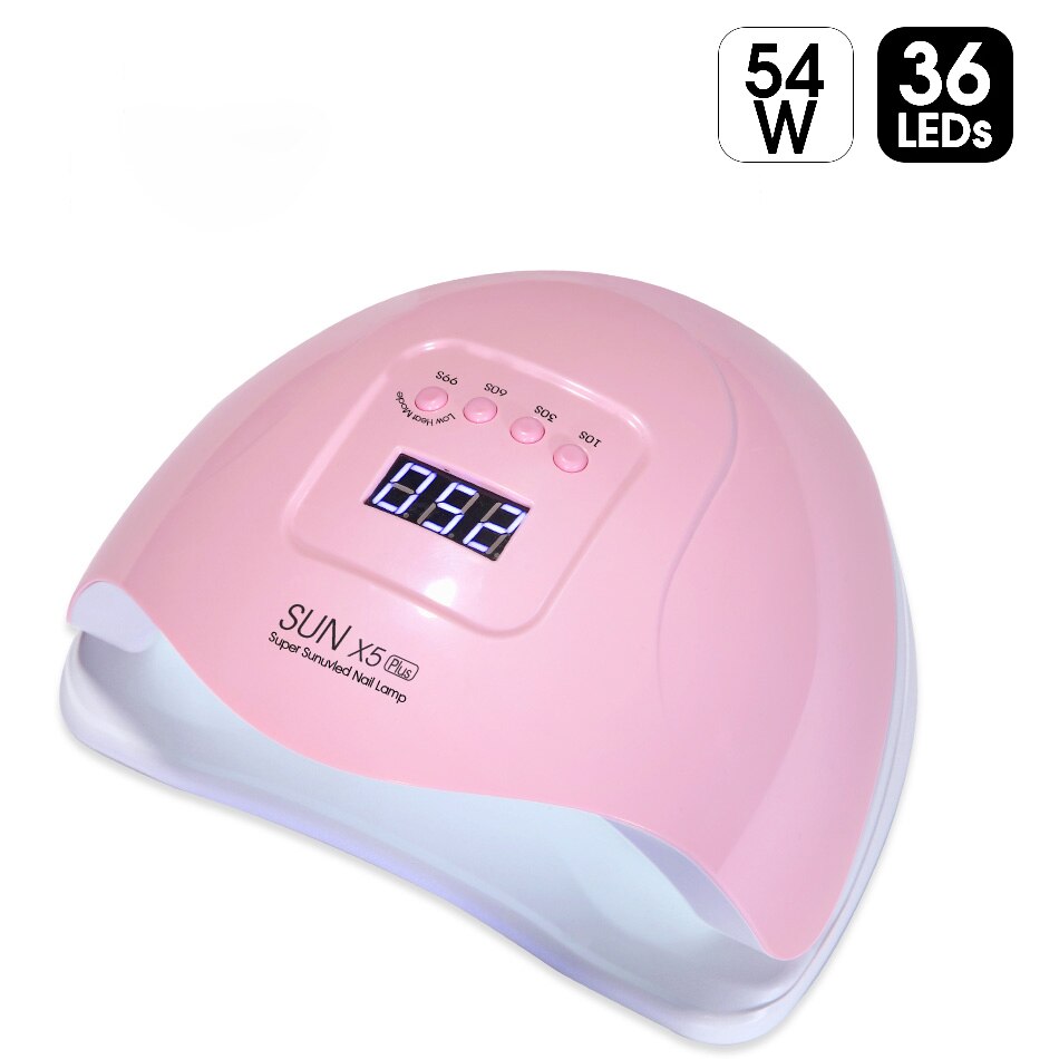 Lámpara LED para manicura de uñas MORDDA de 80W, lámpara de hielo UV para manicura, herramientas de arte de uñas, secador de uñas de alta potencia para secado rápido, todo tipo de esmalte de Gel: X5 Plus 54W Pink / EU