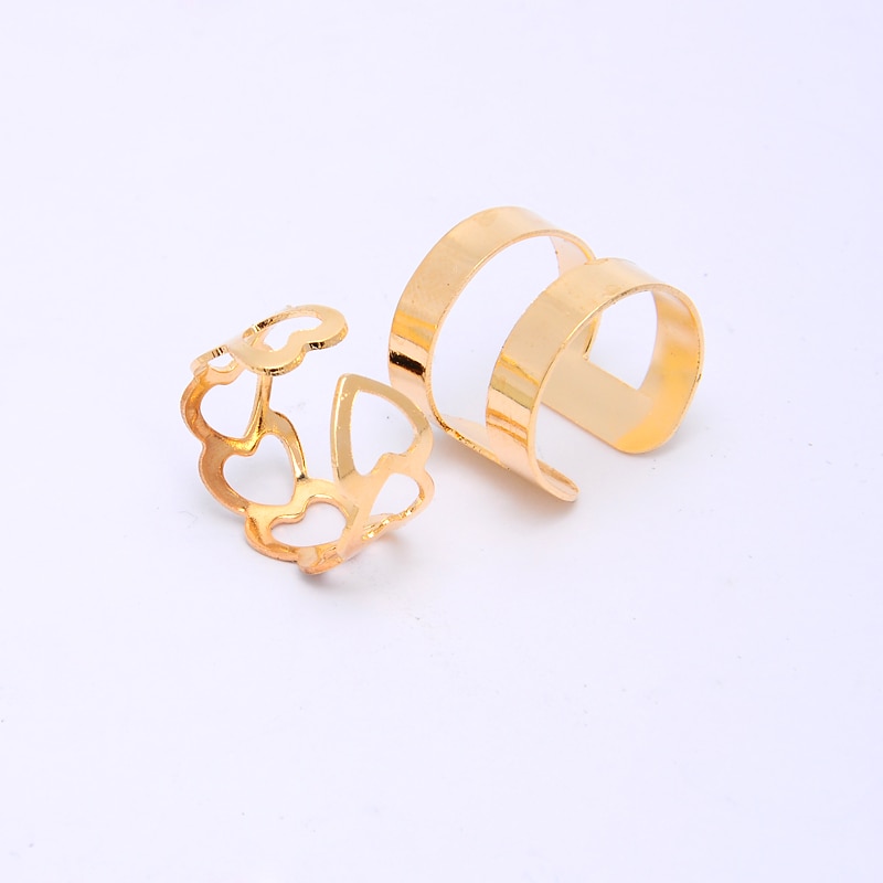 Docona 5 teile/satz Trendy Bague Punk Gemeinsame Kreis Mid-Finger-Ringe Set für Frauen Einstellbare Gold Hohl Partei Ring 2707