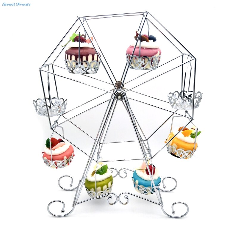 Sweettreats Ferris Wheel Cupcake Stand - Rotating Dessert Holder Station Tower - Spinning Cupcake Tray