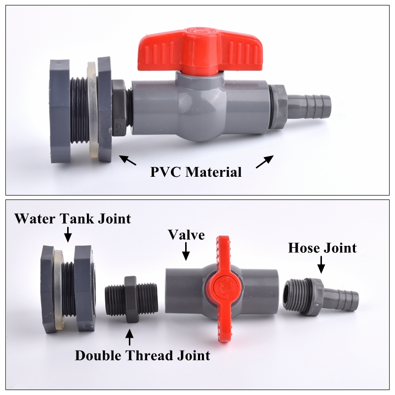 1 ~ 3Set 1/2 "3/4" Tot 8 ~ 16Mm Pvc Diy Aquarium Connector Aquarium Inlaat water Afvoer Slang Pagode Joint Water Tank Klep Fittings