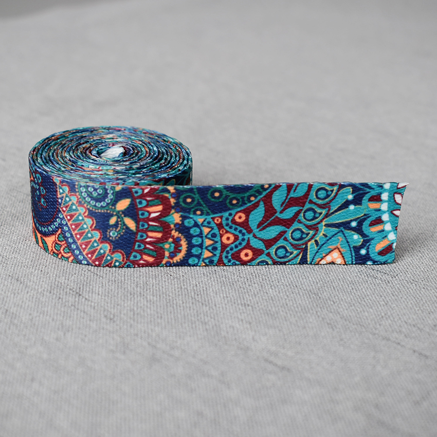 Ruban de sangle 5 Yards de largeur 25mm, sangles en corde pour chien, collier pour animaux domestiques, harnais, sac à dos, Textile, vêtements, accessoire: Blue Ethnic Style