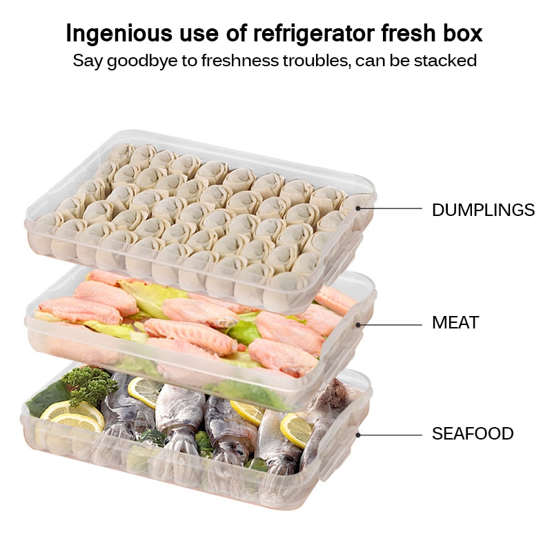 Cajas de albóndigas de una sola capa tipo de hogar bandeja de almacenamiento de alimentos caja contenedor para mantener fresco refrigerador cajas de almacenamiento de albóndigas congeladas