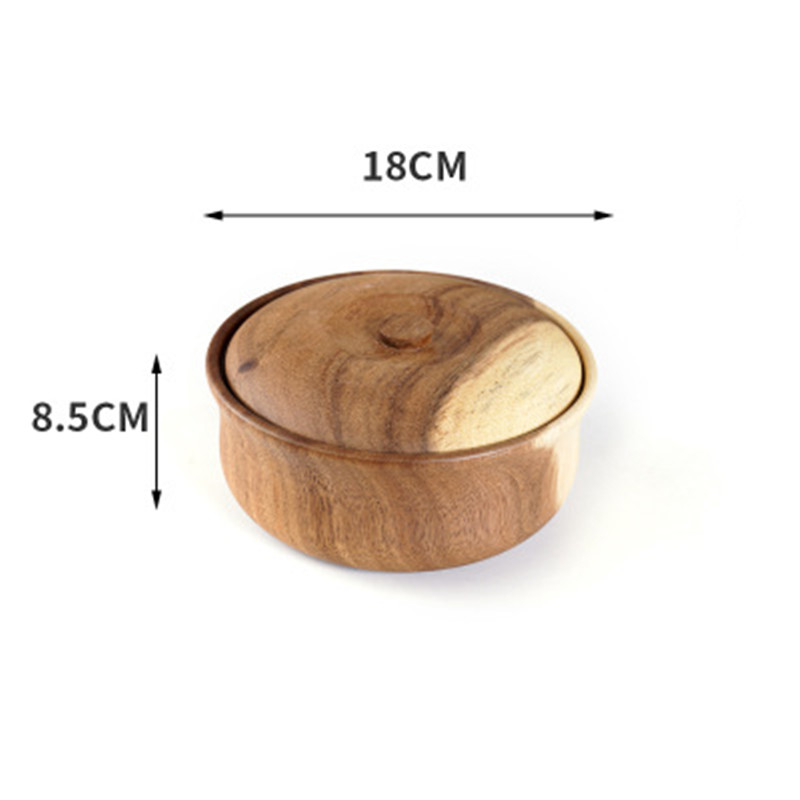 Natuurlijke Houten Slakom Grote Ronde Hout Salade Soep Eetkamer Kom Platen Opslag Hout Keukengerei Set: Zilver