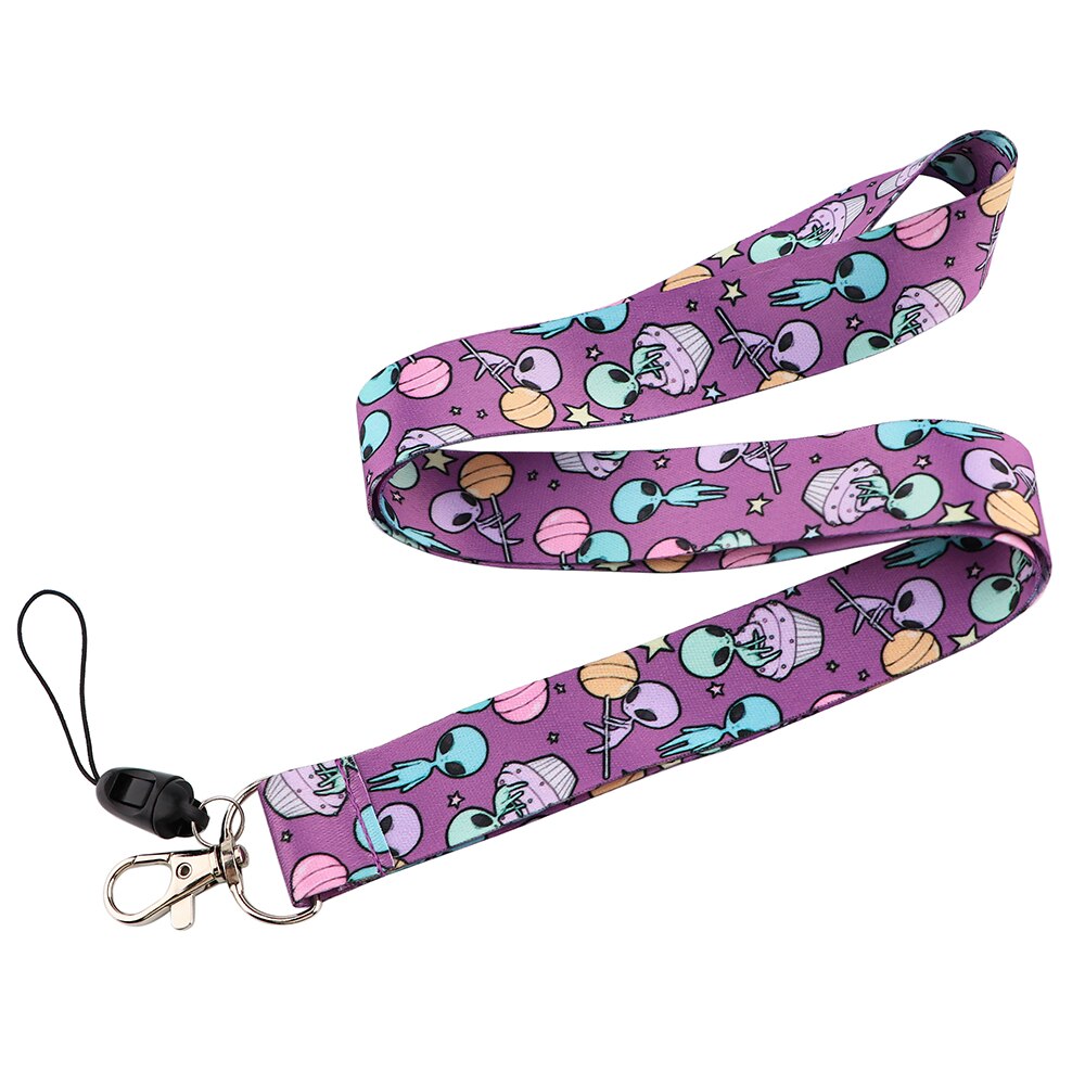 CB1251 Leuke Alien Sleutelhanger Bandjes Touw Mobiele Telefoon Charm Neck Strap Lanyard Voor Key Usb Id Card Keycord Diy Lanyard opknoping Touw: 1