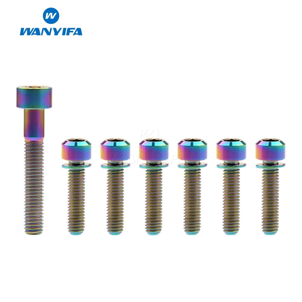 Wanyifa 6Pcs M6x16 18 20 25mm Titanium Bolt with Washers + 1Pcs M6x35mm Column Head Ti Titanium Screws Bolts: M6x25mm Rainbow
