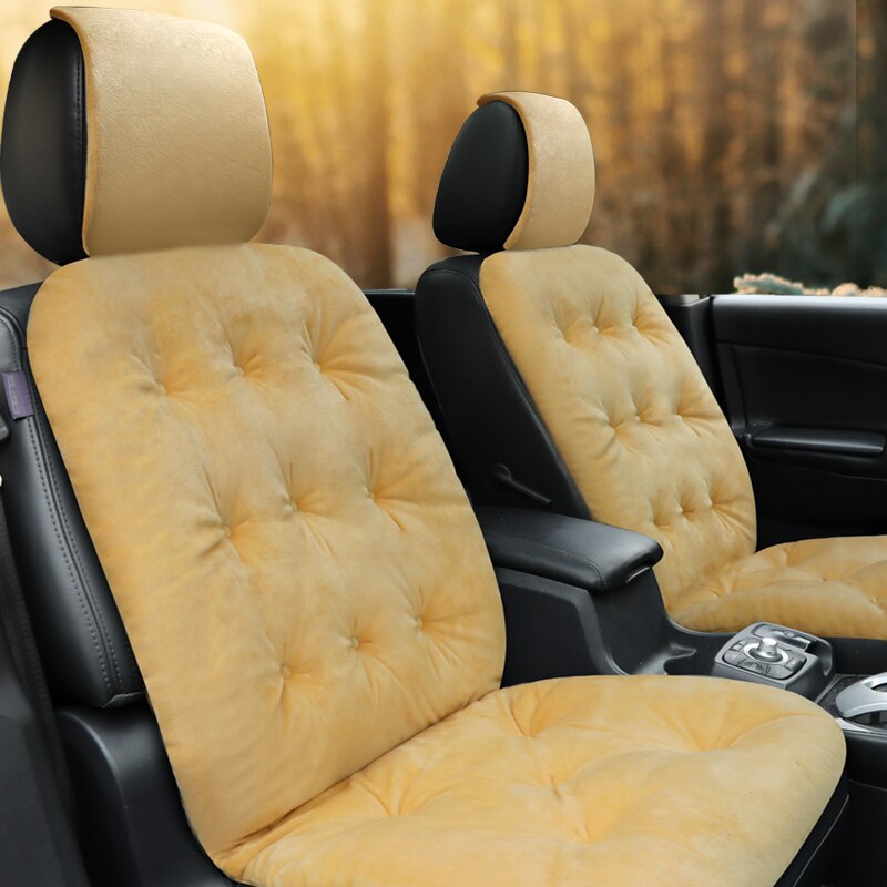Coussin de siège auto hiver en peluche trois pièces en tissu floqué monolithique épaissi coussin de siège chaud coussin de siège unique pour usage intérieur