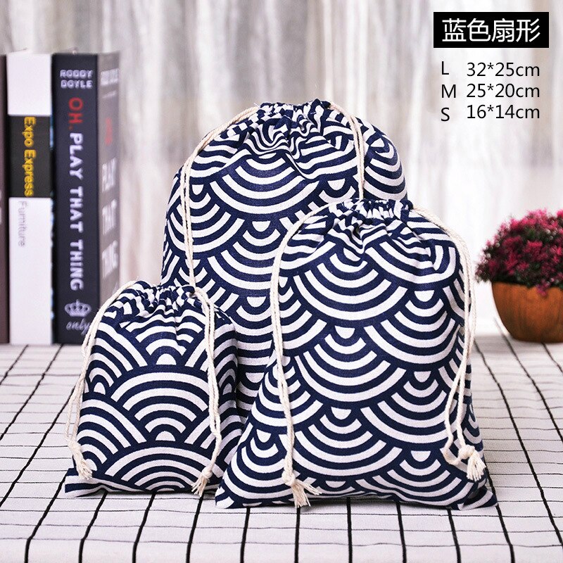 3 pçs sacos de cordão de pano simples artesanal algodão linho armazenamento bolsa de presente pacote bolsa de moedas viagem feminina estilo japonês: 3