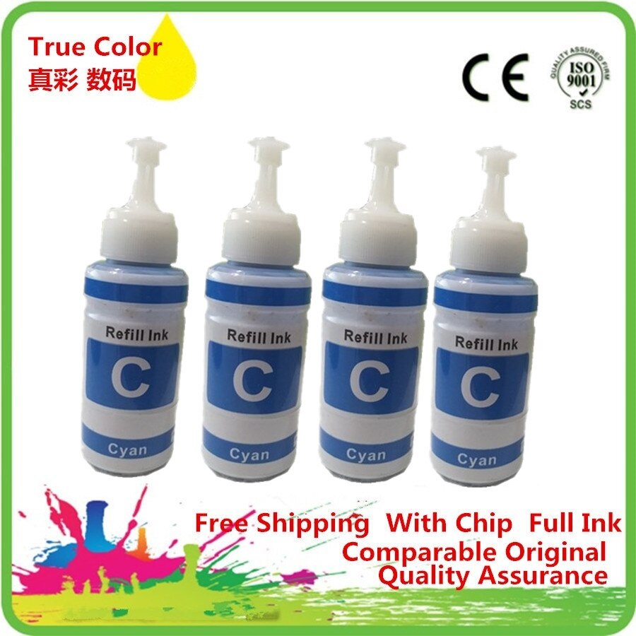 Refill Dye Ink Kit Kits For Epson L100 L101 L110 L111 L120 L130 L200 L201 L210 L211 L220 L300 L301 L303 L310 Printer: 4C