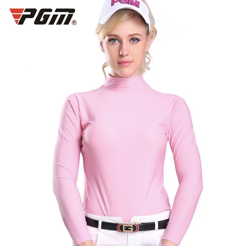PGM Golf Lady Ice Silk Bottoming Shirt Summer Sunscreen Women Long Sleeve T-shirt Cool Cotton Clothes Breathable YF001