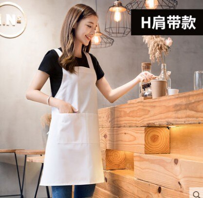 White apron wrapped apron cooking kitchen cotton apron women: 2