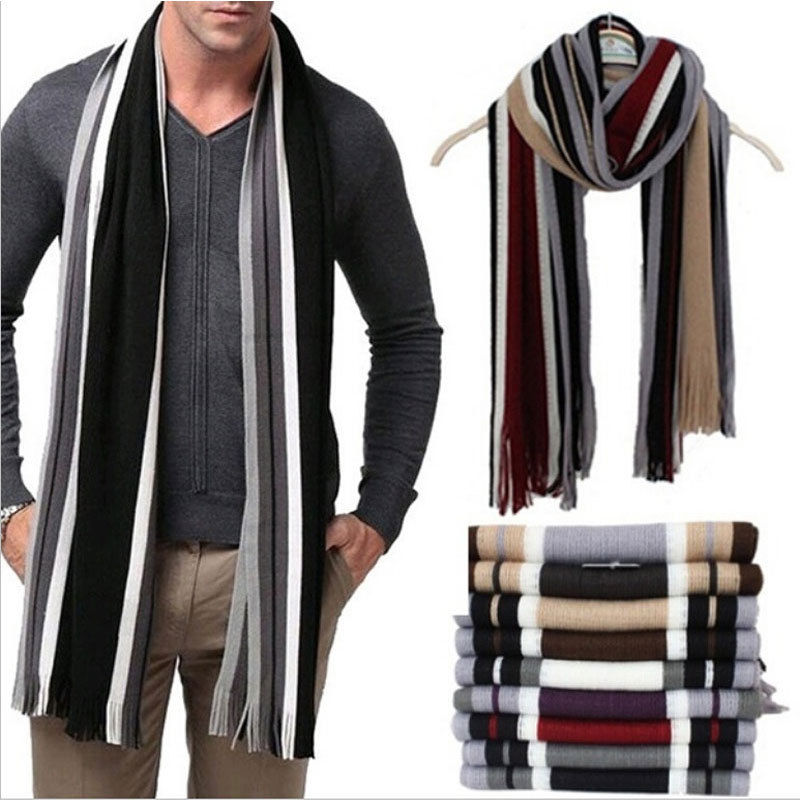 Winter sjaal mannen gestreepte katoenen sjaal vrouwelijke & mannelijke sjaal wrap knit kasjmier bufandas Gestreepte sjaal met kwastjes