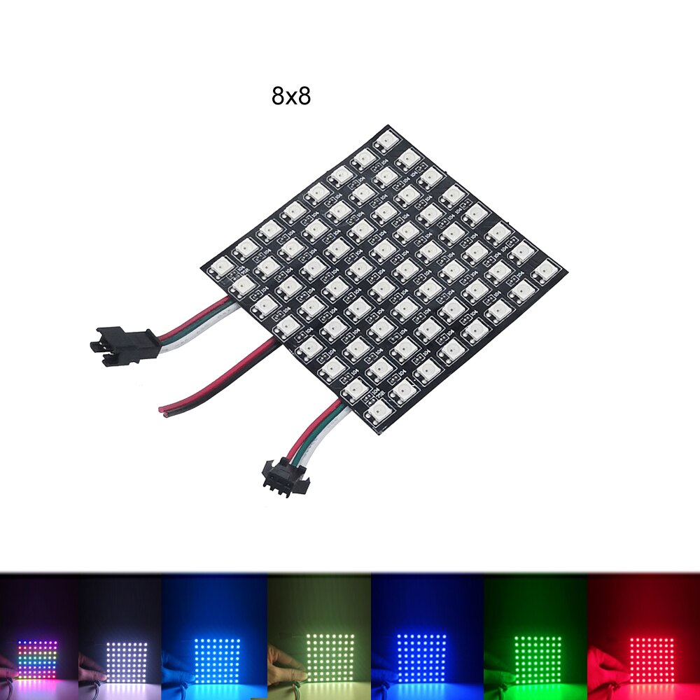 WS2812B Module Matrix Screen WS2812 RGB LED Digital Flexible Individually Addressable Panel Light WS2812 8x8 16x16 8x32 DC5V: WS2812B 8x8