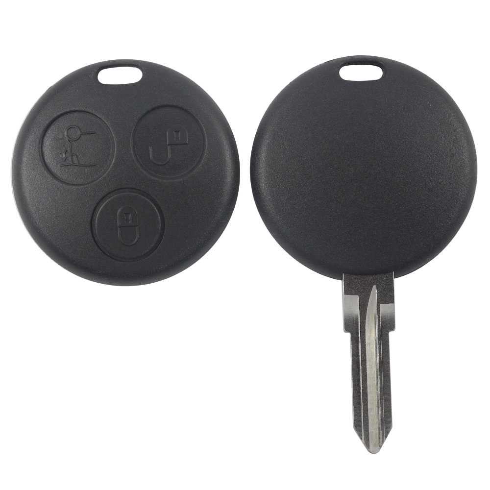 OcioDual Carcasa de llave inteligente dicendo a distancia con 3 botones para coches Smart Negra coche Fortwo Roadster Inteligente