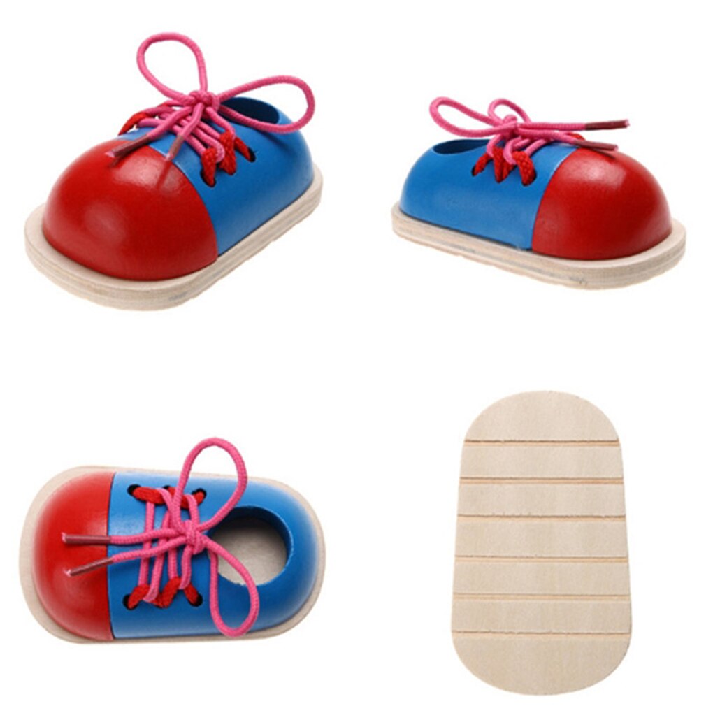 1 pezzo Per Bambini FAI DA TE Orologio Eva Learning Education di Modo Del Bambino Allacciatura Scarpe Bambini Montessori Giocattoli di Legno Per Bambini Giocattoli