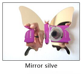 12pcs/set Mirror Silver 3D Butterfly Wall Stickers Party Wedding Decor DIY Home Decorations Butterfly Fridge Decal: Silver