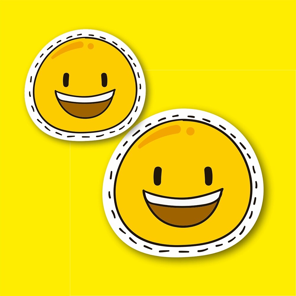 Mund Öffnen Smiley Emoji Laptop und Telefon Aufkleber-Aufkleber 5cm und 3cm 2'li Set