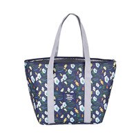 Bloemen Printing Thermische Geïsoleerde Lunch Tas Pvc Waterdichte Vrouwen Meisjes Draagbare Carry Tote Koeler Lunchbox Geïsoleerde Tas: Dark Blue