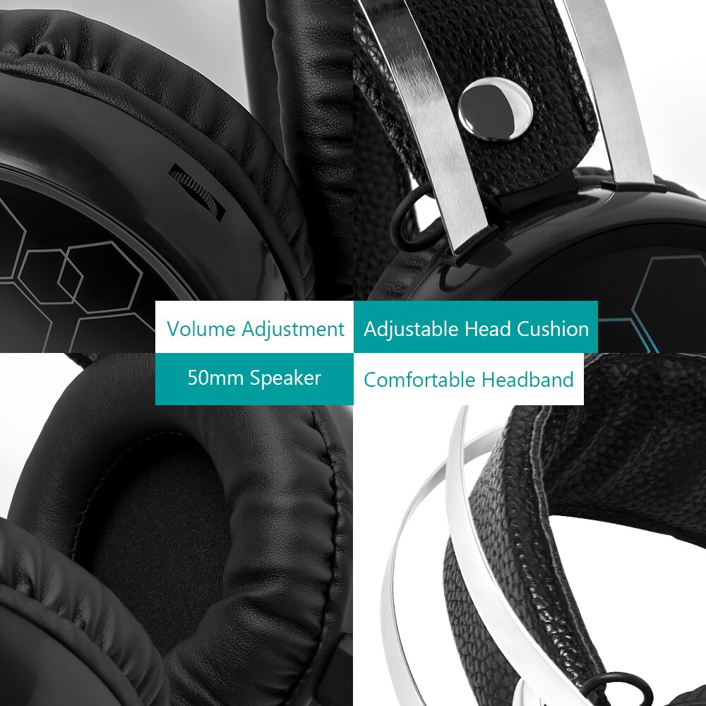 spilling hodetelefon 3.5mm usb kablet ledet lys øretelefon stereo omgi gamer headset med mikrofon til pc datamaskin bærbar pc  ps4