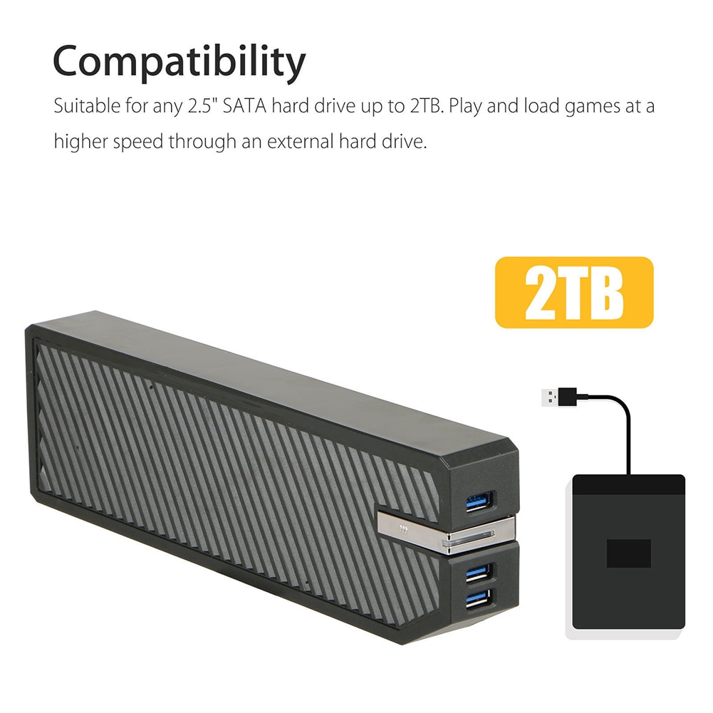 3 Ports USB 3.0 Hub HDD Adapter External Storage Memory Bank Expand Coal 2.5" 2TB Hard Drive for Xbox One Game Accessories