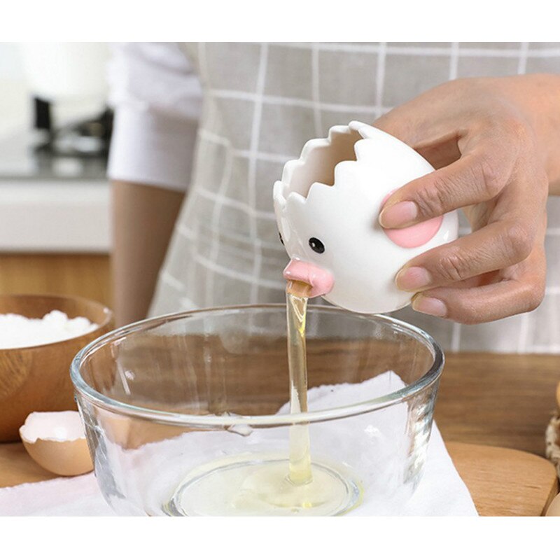 Separador de yema y clara de huevo de cerámica y pequeño pollo separador de huevos herramienta para cocina rosa amarillo