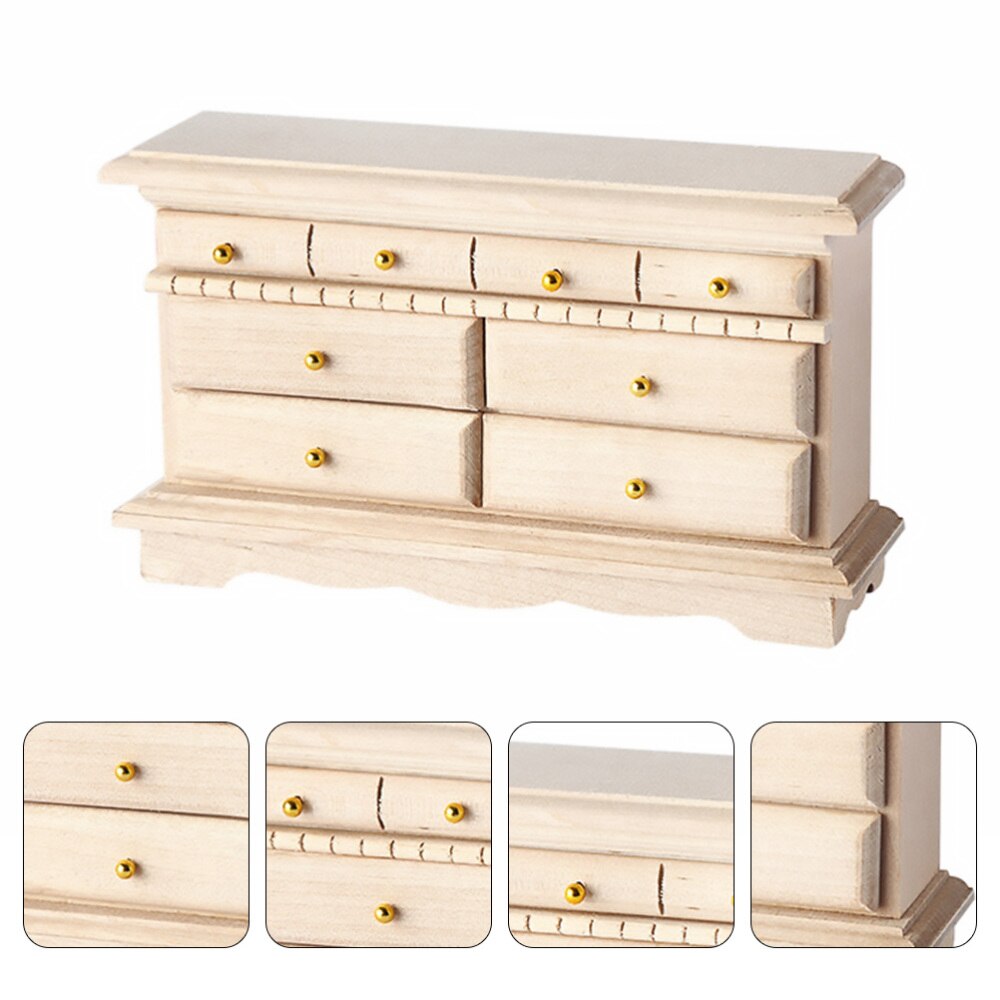 1pc Mini Holz Anrichte Modell Lebensechte Holz Anrichte Schrank Modell Mini Schrank Modell für Mini Haus Dekor: Default Title