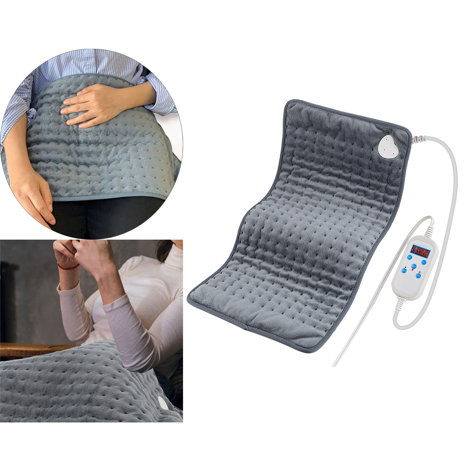 Coussin chauffant électrique en flanelle douce, 4 réglages de température, minuterie d'arrêt automatique pour la Relaxation du corps entier, du cou et des épaules, 24x12 pouces