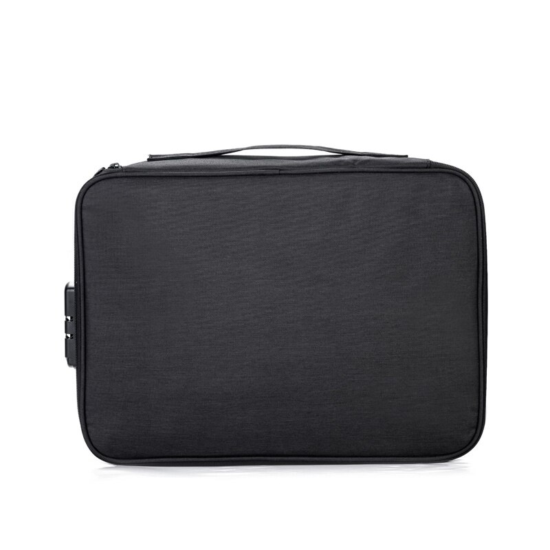 Bolsa multifunción de gran capacidad para billetes de documentos, certificado de poliéster, organizador de archivos para el hogar, archivador de viaje, papelería: Black