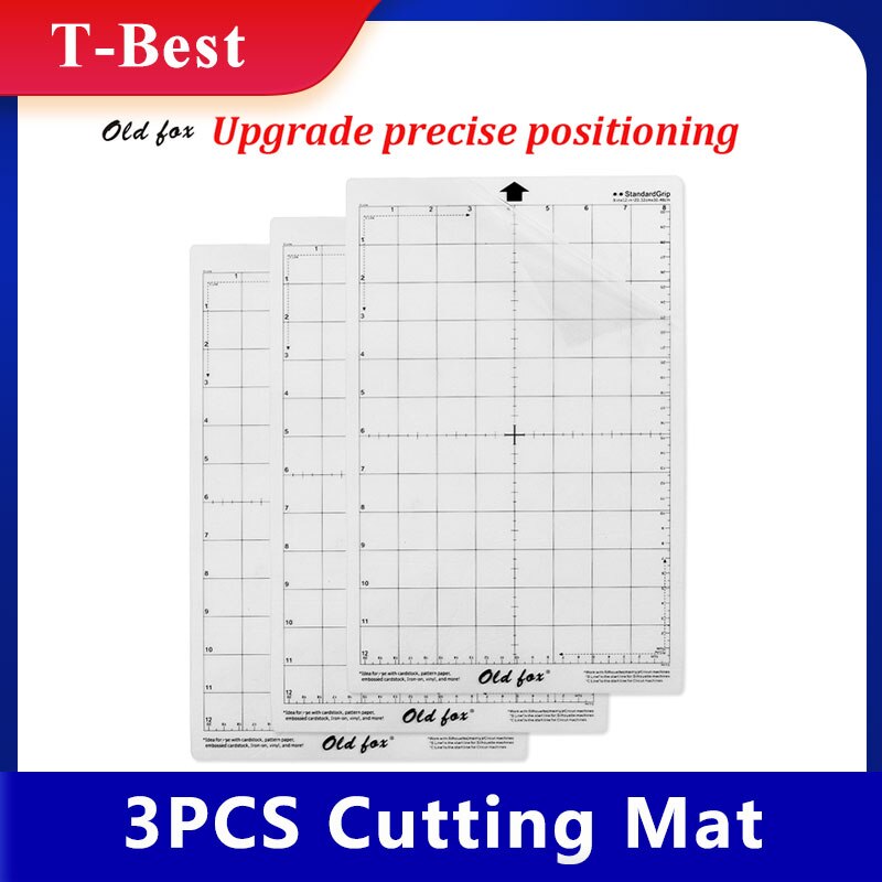 3pcs OLD FOX Replacement Cutting Mat Transparent Adhesive Mat with Measuring Grid 8 by 12-Inch for Silhouette Cameo