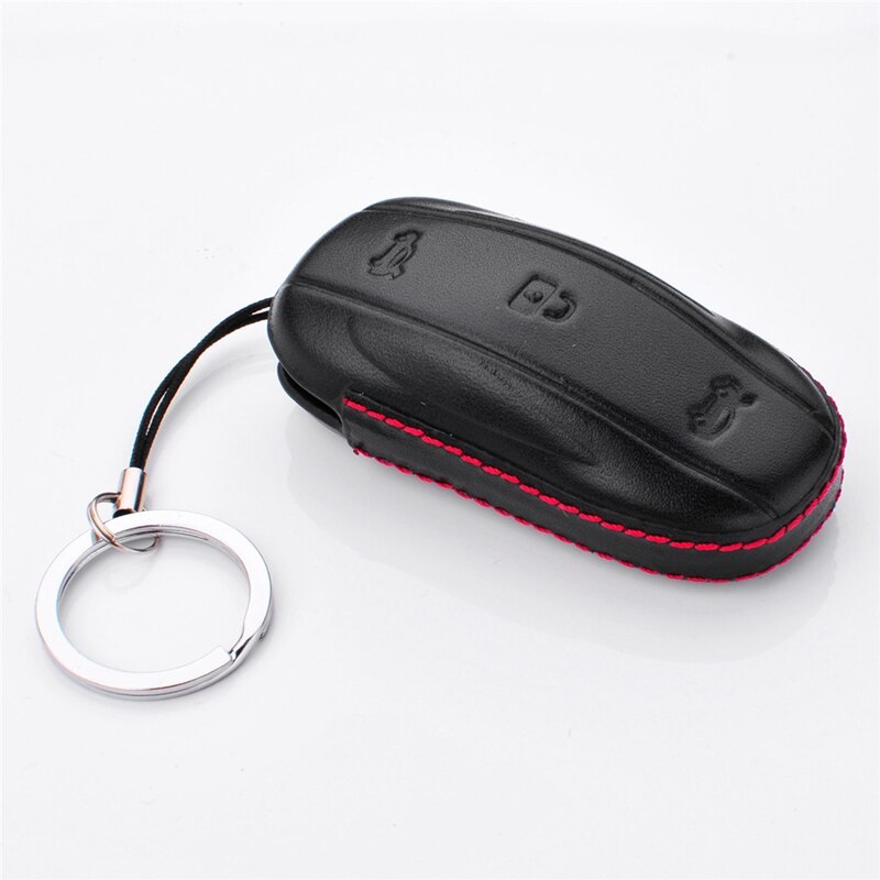 Lederen Auto Smart Afstandsbediening Sleutelhanger Case Houder Cover Key Protectior Voor Tesla Model X /S
