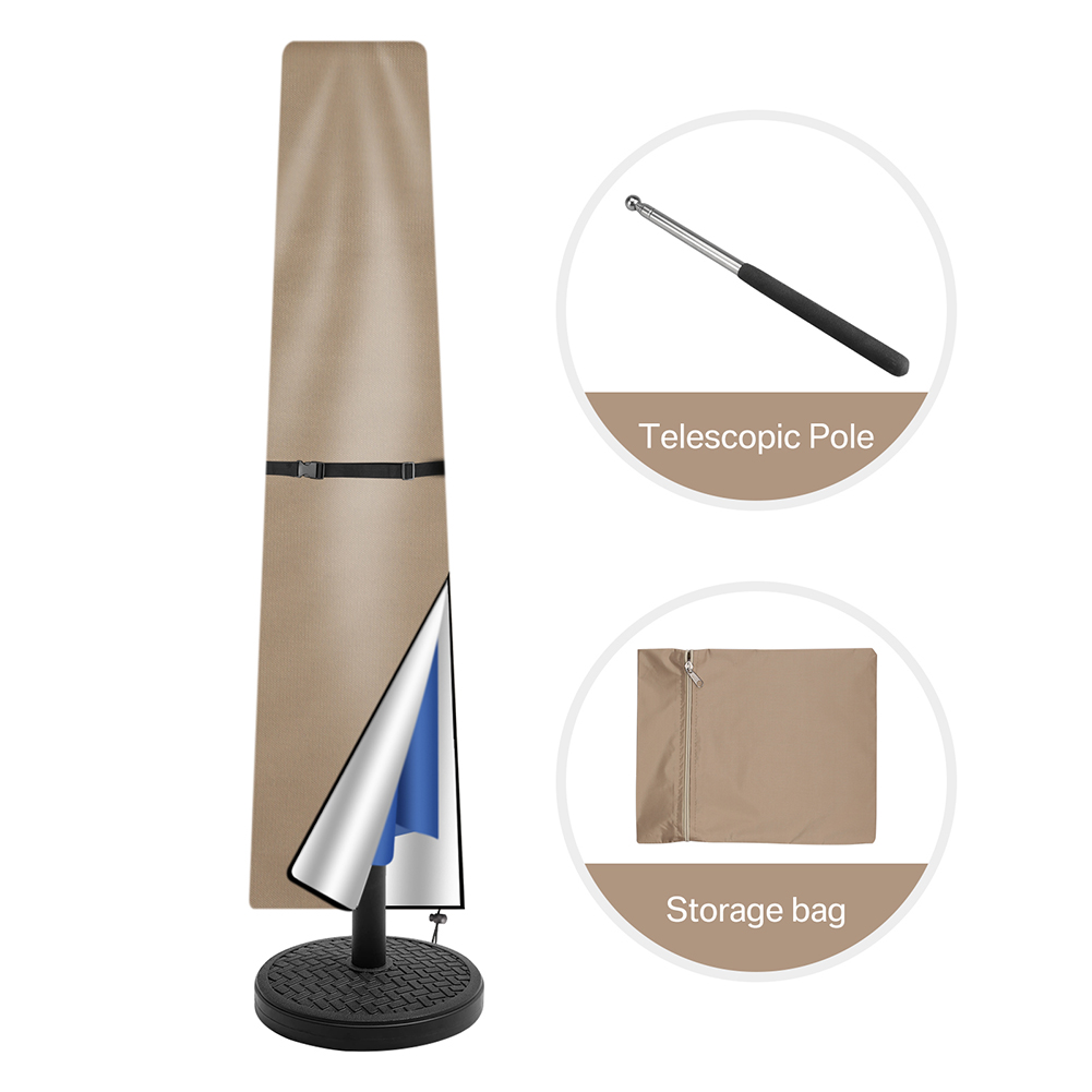 210D Rechte Parasolhoes Waterdichte Parasol Beschermhoes met Rits Weerbestendig UV-Anti Winddicht Tuinparapluhoes: M / zwarte kleur